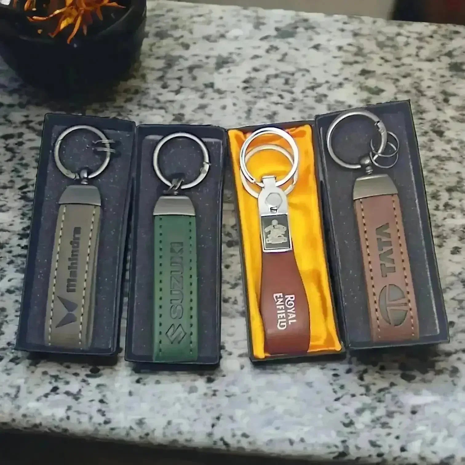 Car and Bike Brand Leather Keychain - Main Image