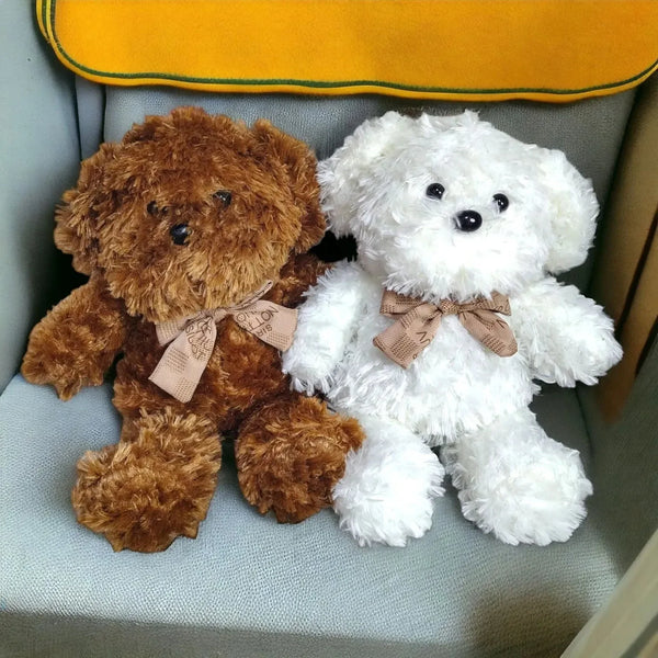 Cute Furry Bow Dog Plush Toy (40 cm)