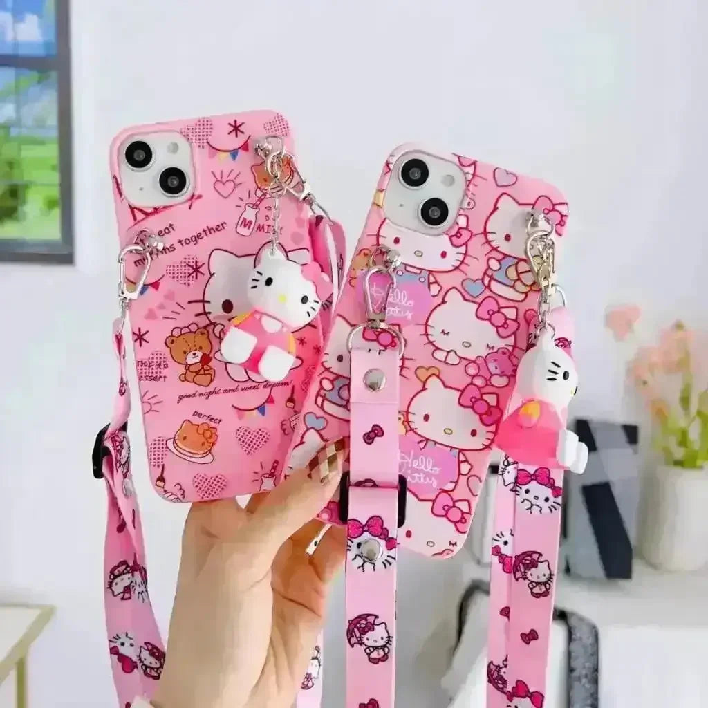 Galaxy S22 PinkHello Kitty Strap Stand Phone Case (For Samsung)
