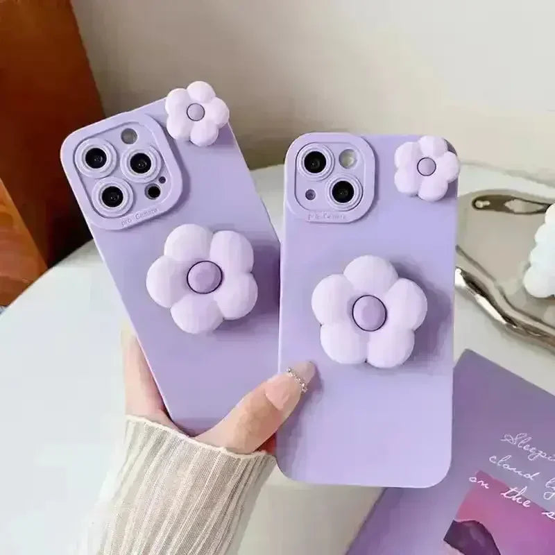 3D Cute Flower Holder Stand TPU Protective Soft Phone Case for Honor X6 4G (KLYBlueFlower Black) 3D Cute Flower Holder Stand TPU Protective Soft Phone Case for Honor X6 4G (KLYBlueFlower Black)