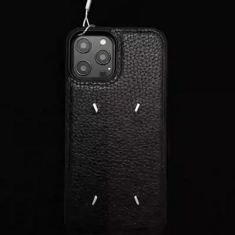 Maison Margiela Leather iPhone 12 Case With Strap - Black - One Size Maison Margiela Leather iPhone 12 Case With Strap - Black - One Size