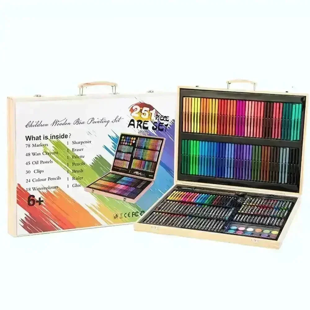Professional Wooden Color Set Art Suitcase (251 Pcs)