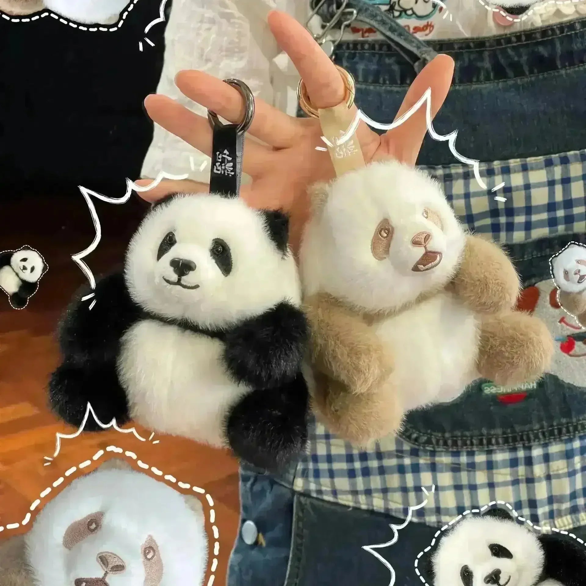 Realistic Panda Plush Keychain