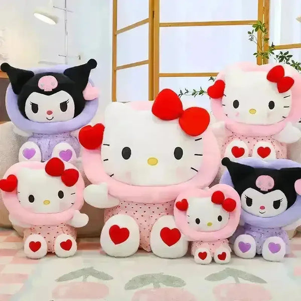 Sanliou Kuromi Hello Kitty Heart Plushies