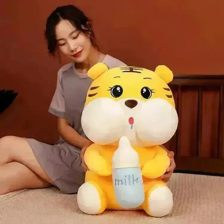 Tiger with Milk Bottle Plushie (35 cm)