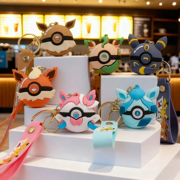 Elemental Eeveelution Pokeball Keychain