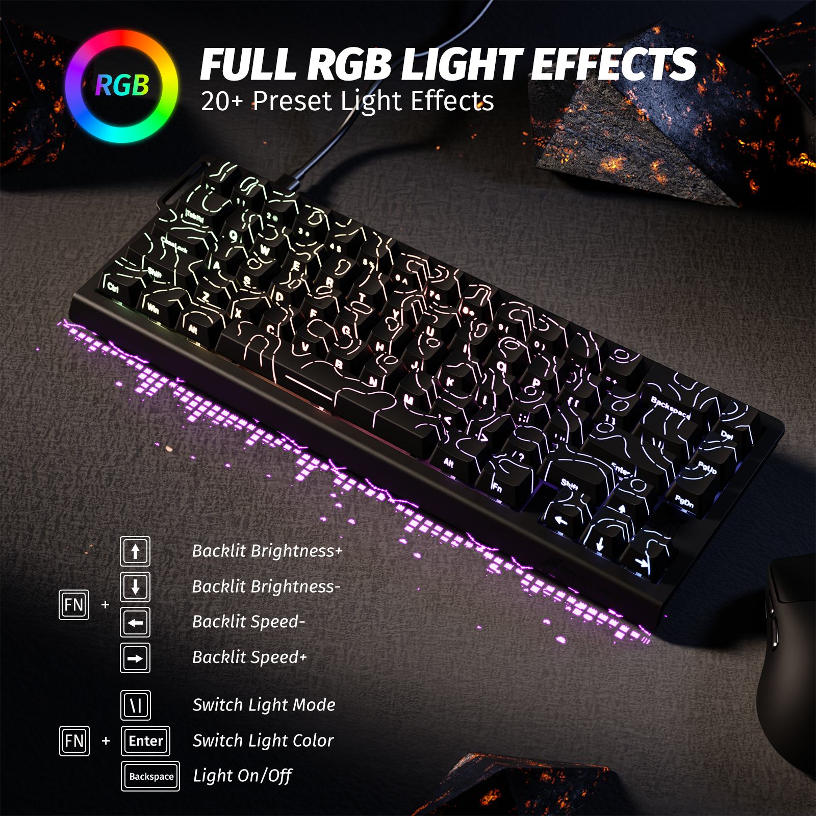ATTACK SHARK X68 HE Rapid Trigger Keyboard Magnetic Switch - Bear Hugs