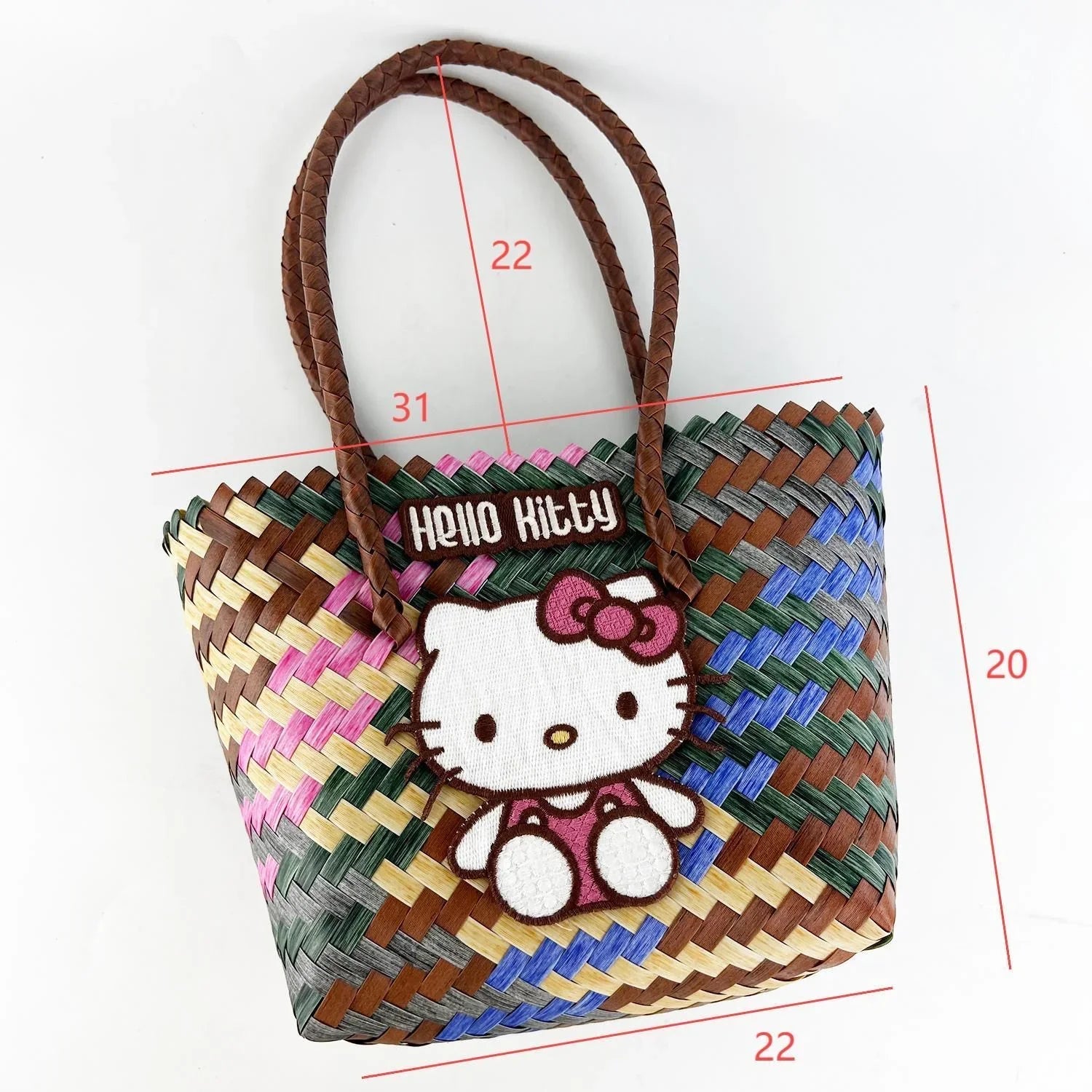 Hello Kitty Pink Petals Woven Tote Bag