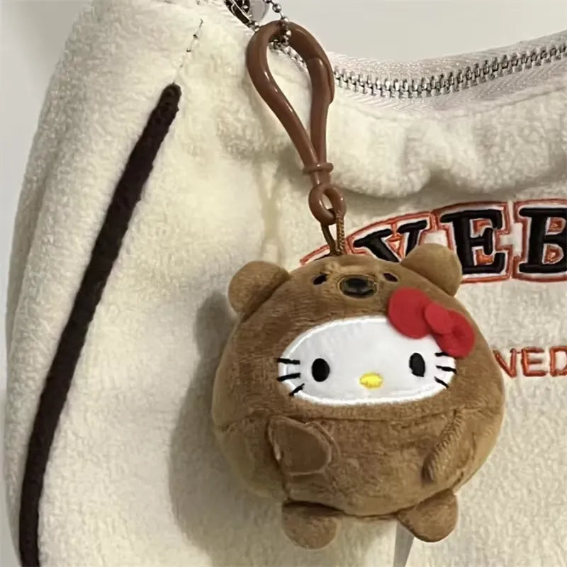 Cuddly Hello Kitty Plush Round Keychain