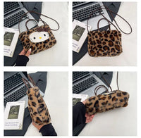 Hello Kitty 3-Way Fuzzy Leopard Print Tote Bag
