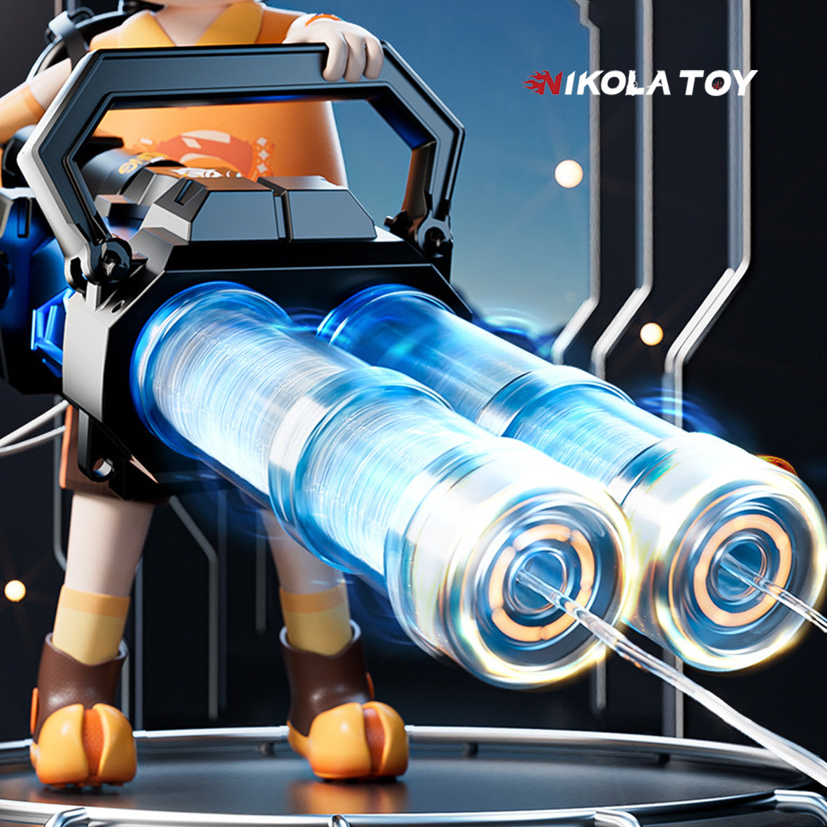 High Speed Shooting Dual Muzzle Gatling Water Gun Backpack (Muzzle LED) - Bear Hugs