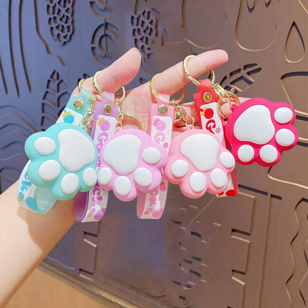 Cute Cat Paw 3D Keychain