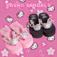 Hello Kitty Rhinestone Platform Flip Flops