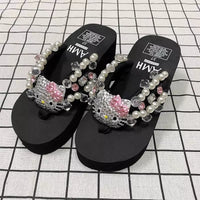 Hello Kitty Rhinestone Platform Flip Flops