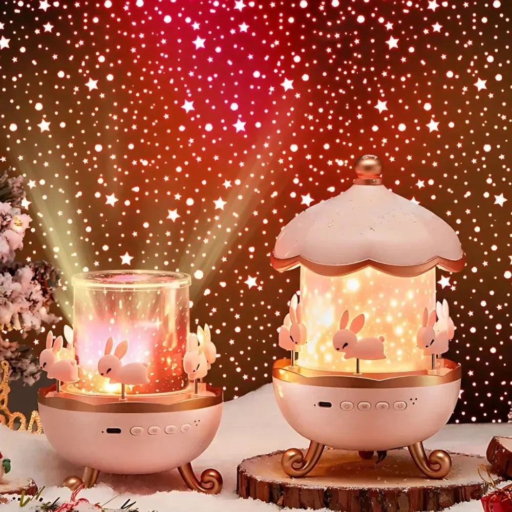 Bunny Tail Carousel Projector Night Lamp - Bear Hugs