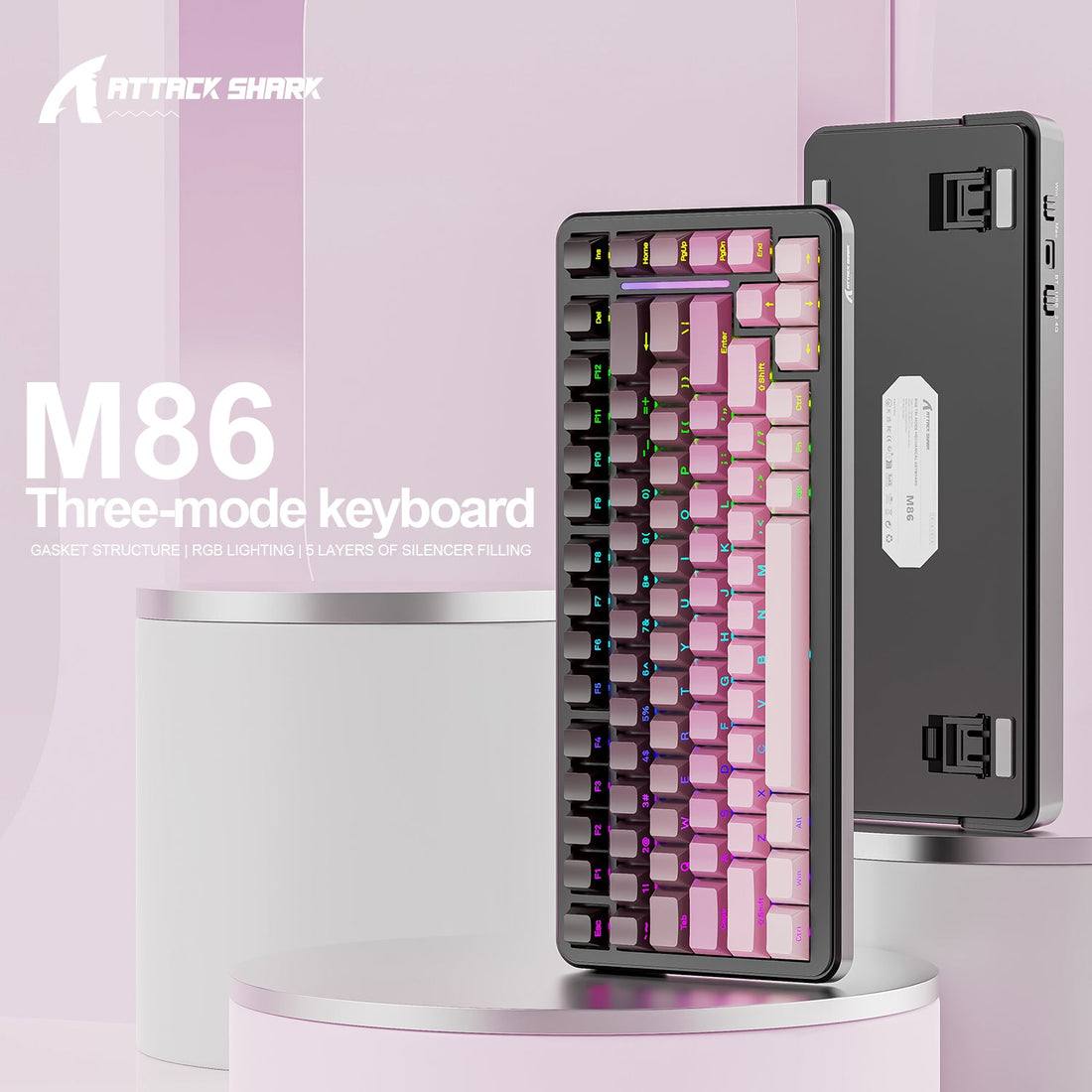 ATTACK SHARK M86 Tri-mode Gasket Mechanical Keyboard - Bear Hugs