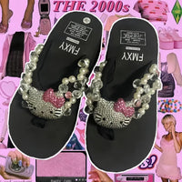 Hello Kitty Rhinestone Platform Flip Flops