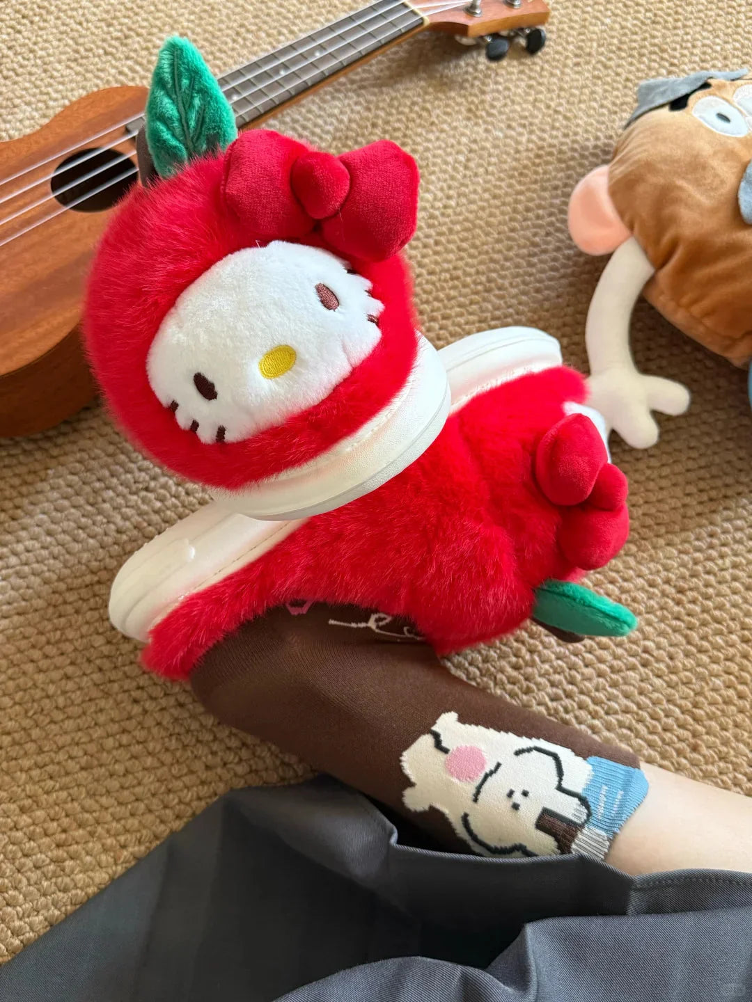 Hello Kitty Fruity Harvest Plush Slippers