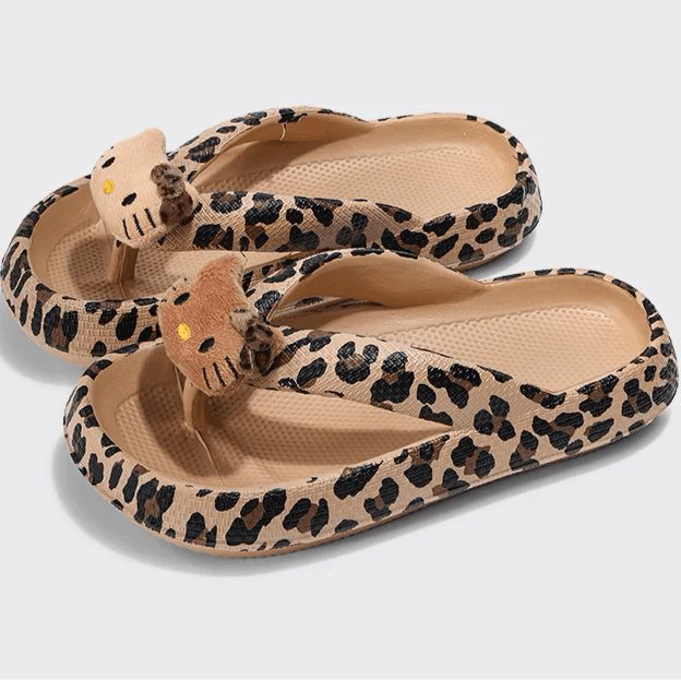 HelloKitty Leopard Chunky Thongs - Bear Hugs