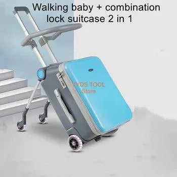 2-in-1 Kid's Ride-On Suitcase Trolley Bag - Bear Hugs