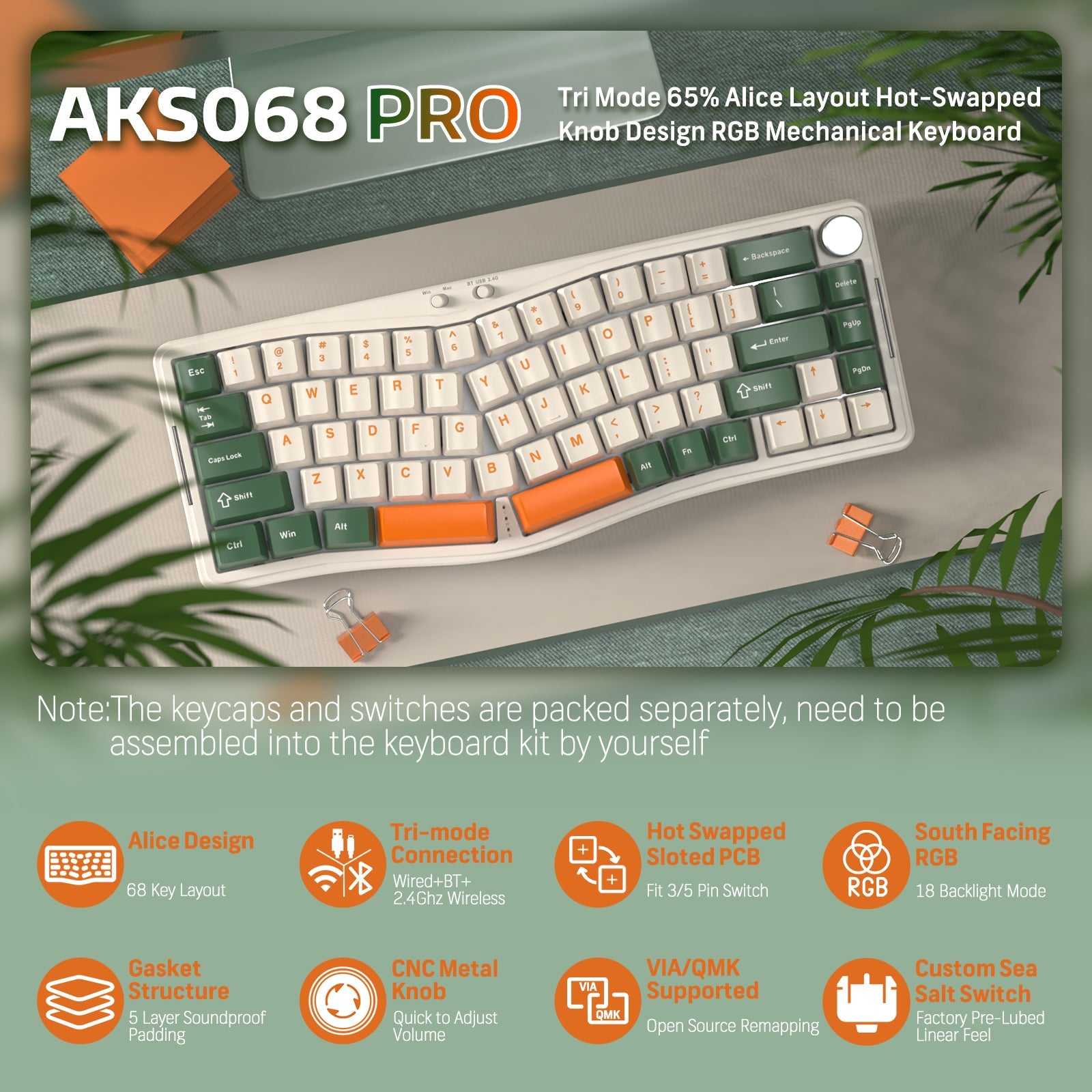 ATTACK SHARK x AJAZZ AKS068 PRO Alice Wireless Keyboard