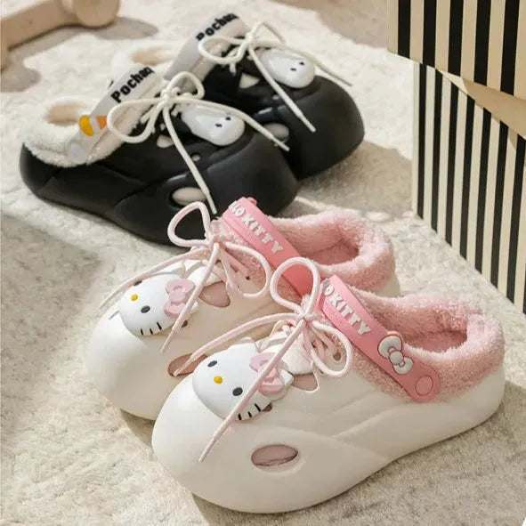 Sanrio Clogs Platform plush Shoes Slippers Winter Warm Plush - Bear Hugs