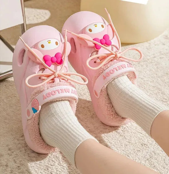 Sanrio Clogs Platform plush Shoes Slippers Winter Warm Plush - Bear Hugs