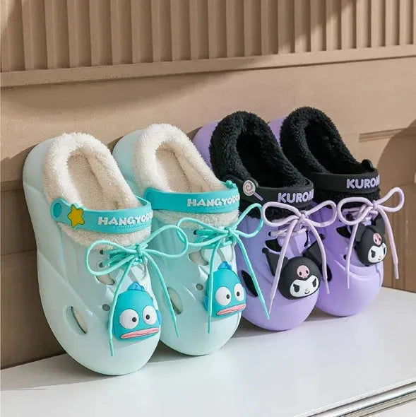 Sanrio Clogs Platform plush Shoes Slippers Winter Warm Plush - Bear Hugs