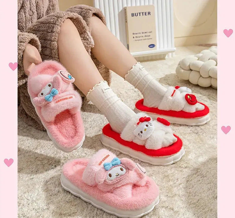 Sanrio Plush Fluffy Slippers Ladies home slippers - Bear Hugs