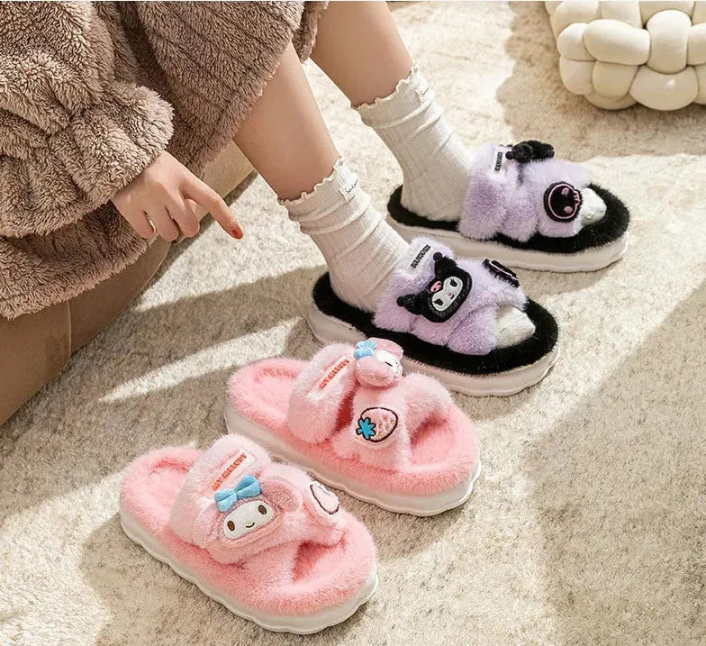 Sanrio Plush Fluffy Slippers Ladies home slippers - Bear Hugs