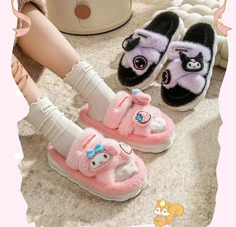 Sanrio Plush Fluffy Slippers Ladies home slippers - Bear Hugs