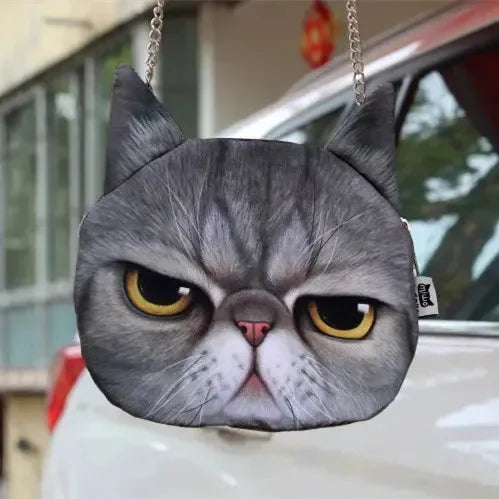3D Realistic Cat Visage Crossbody Bag