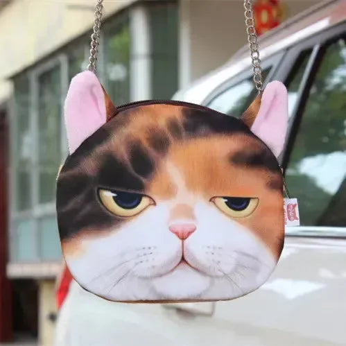 3D Realistic Cat Visage Crossbody Bag