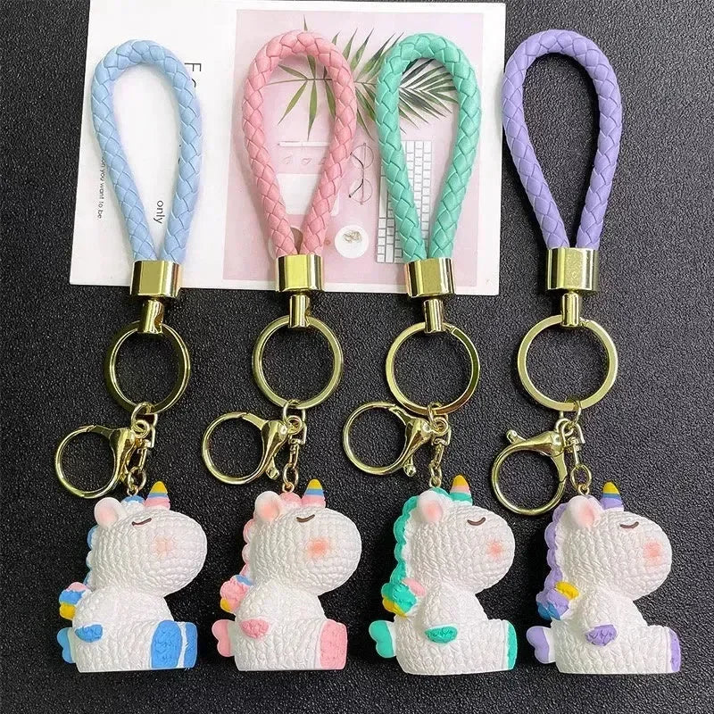 Rainbow Horn Hangers Unicorn 3D Keychain