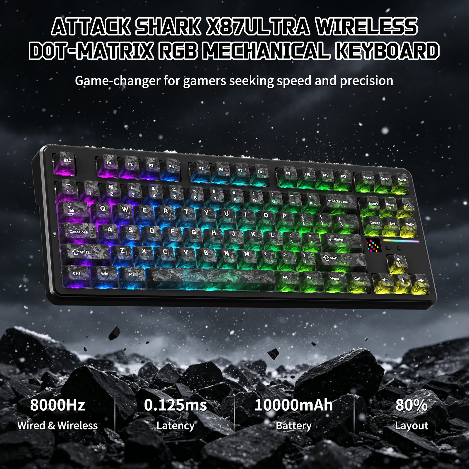 ATTACK SHARK X87 ULTRA Wireless Mechanical Keyboard With 8K Wireless Receiver - Bear Hugs
