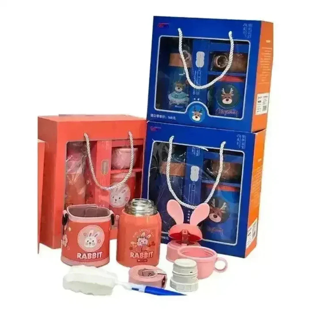 Coffret cadeau 2 en 1 imprimé animal 3D, bouteille en métal avec gobelet