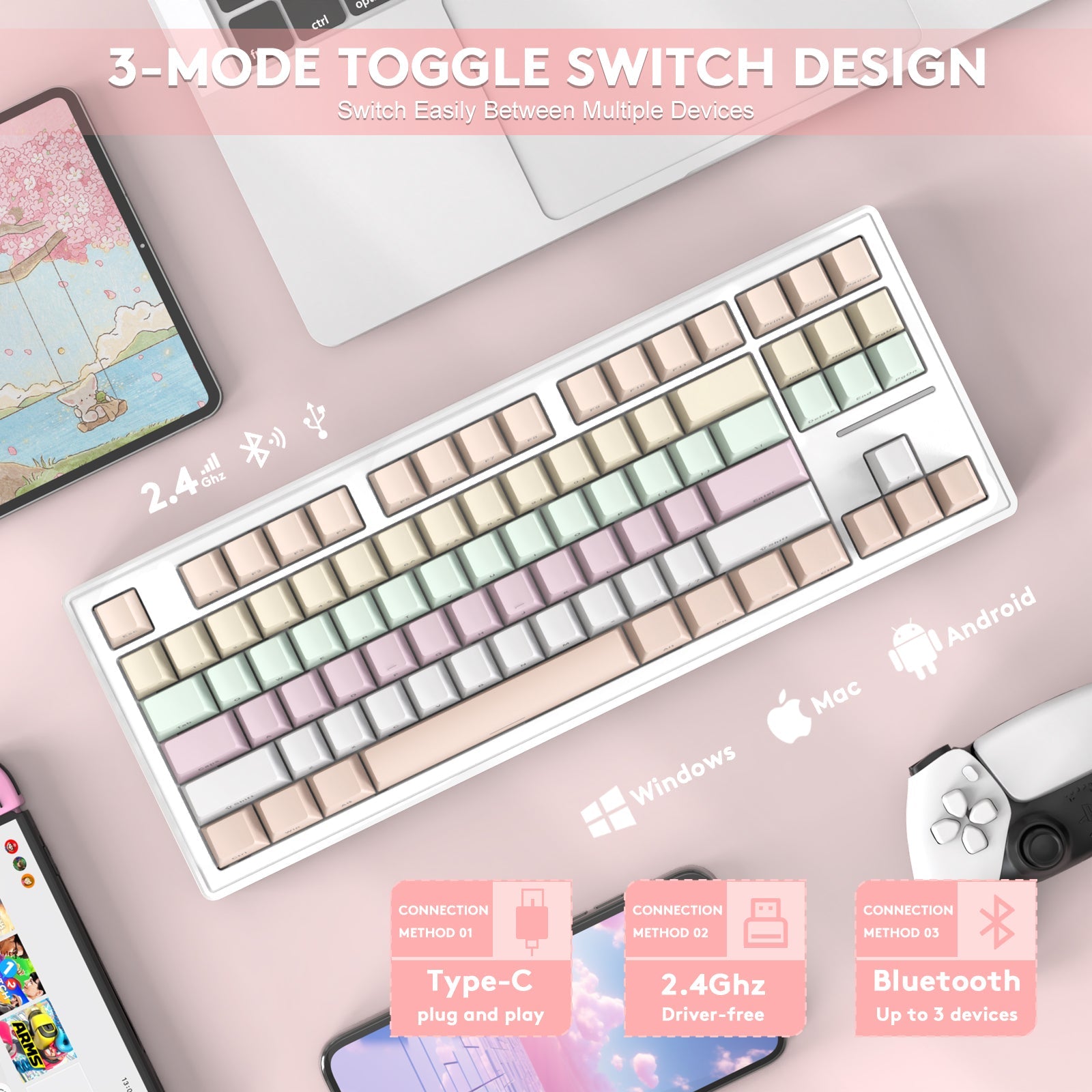ATTACK SHARK M87 Wireless Mechanical Keyboard - Bear Hugs