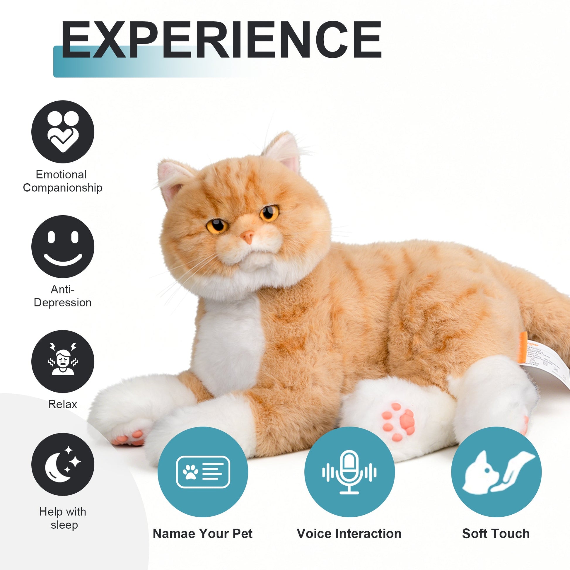 Percy Robot Cat - Interactive Emotional Support Pet Weighted - Bear Hugs