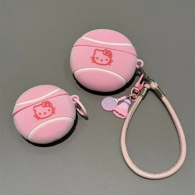 Hello Kitty Pink Tennis Ball AirPod Case with Bracelet Charm - Bear Hugs