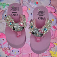 Hello Kitty Rhinestone Platform Flip Flops