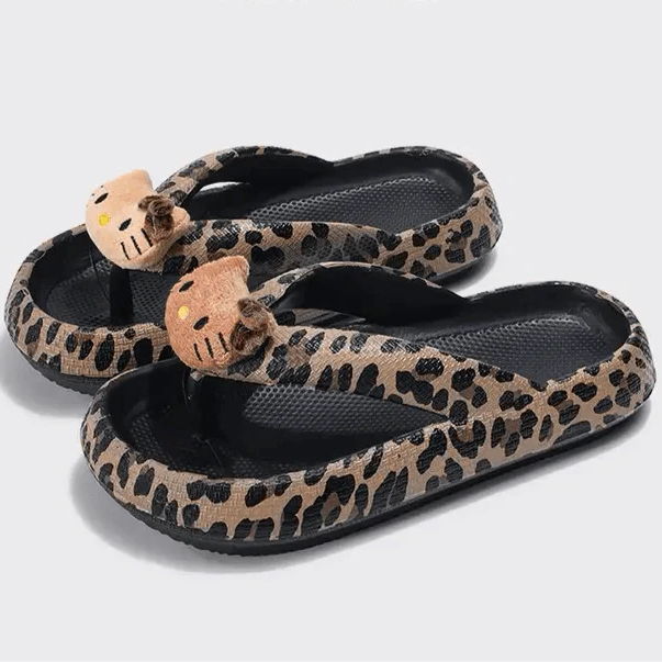 HelloKitty Leopard Chunky Thongs - Bear Hugs