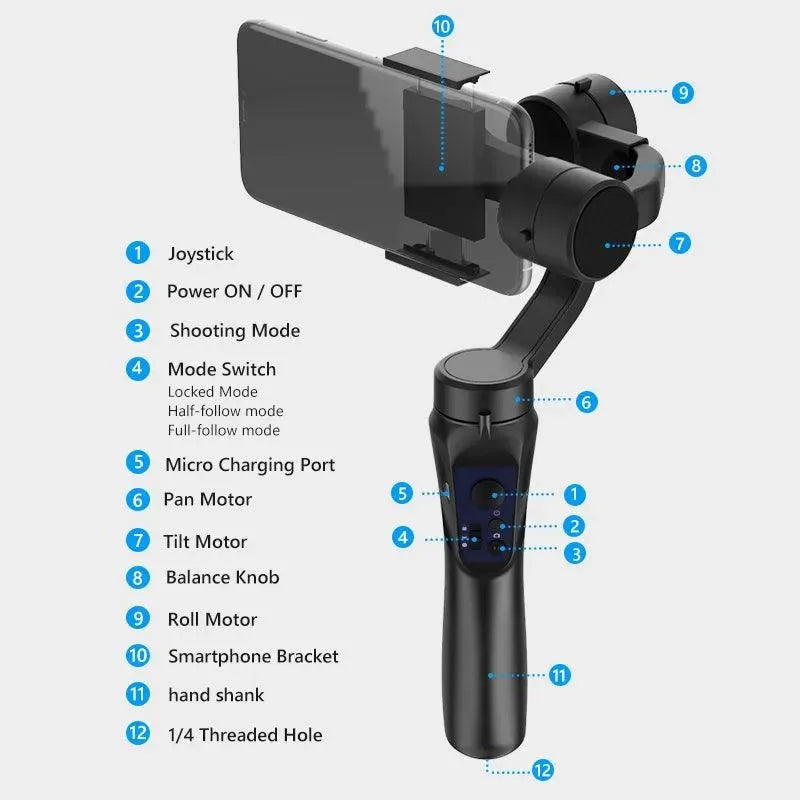 3-Axis Gimbal Smooth Handheld Smartphone Stabiliser - Bear Hugs