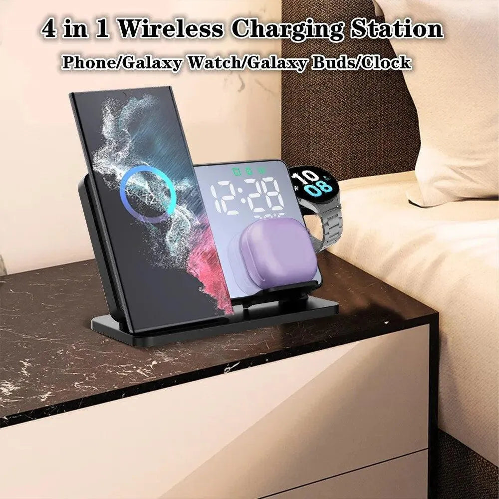 3 in 1 Wireless Charger Stand with Alarm Clock - Bear Hugs