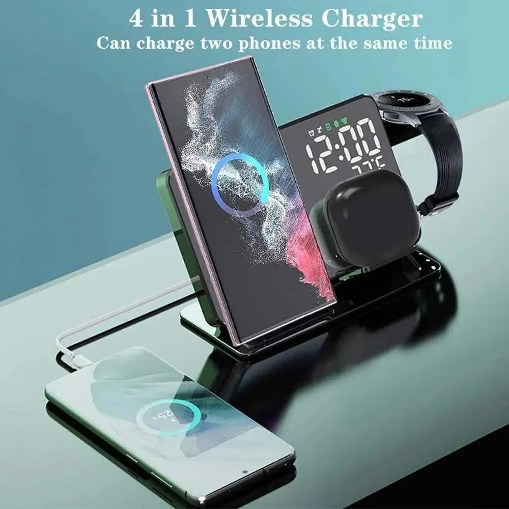 3 in 1 Wireless Charger Stand with Alarm Clock - Bear Hugs