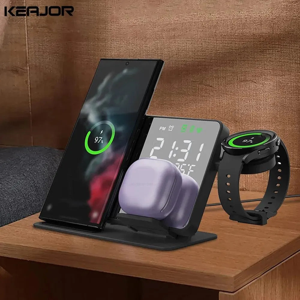 3 in 1 Wireless Charger Stand with Alarm Clock - Bear Hugs