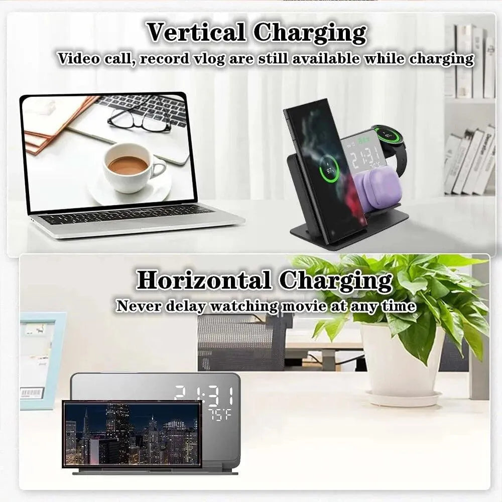 3 in 1 Wireless Charger Stand with Alarm Clock - Bear Hugs