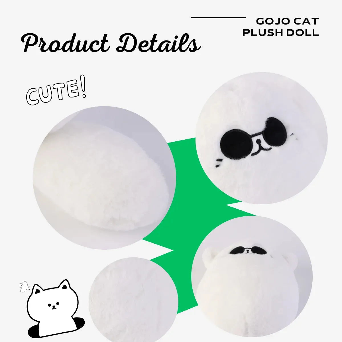 Soft Gojo Cat Plush Pillow (32 cm)