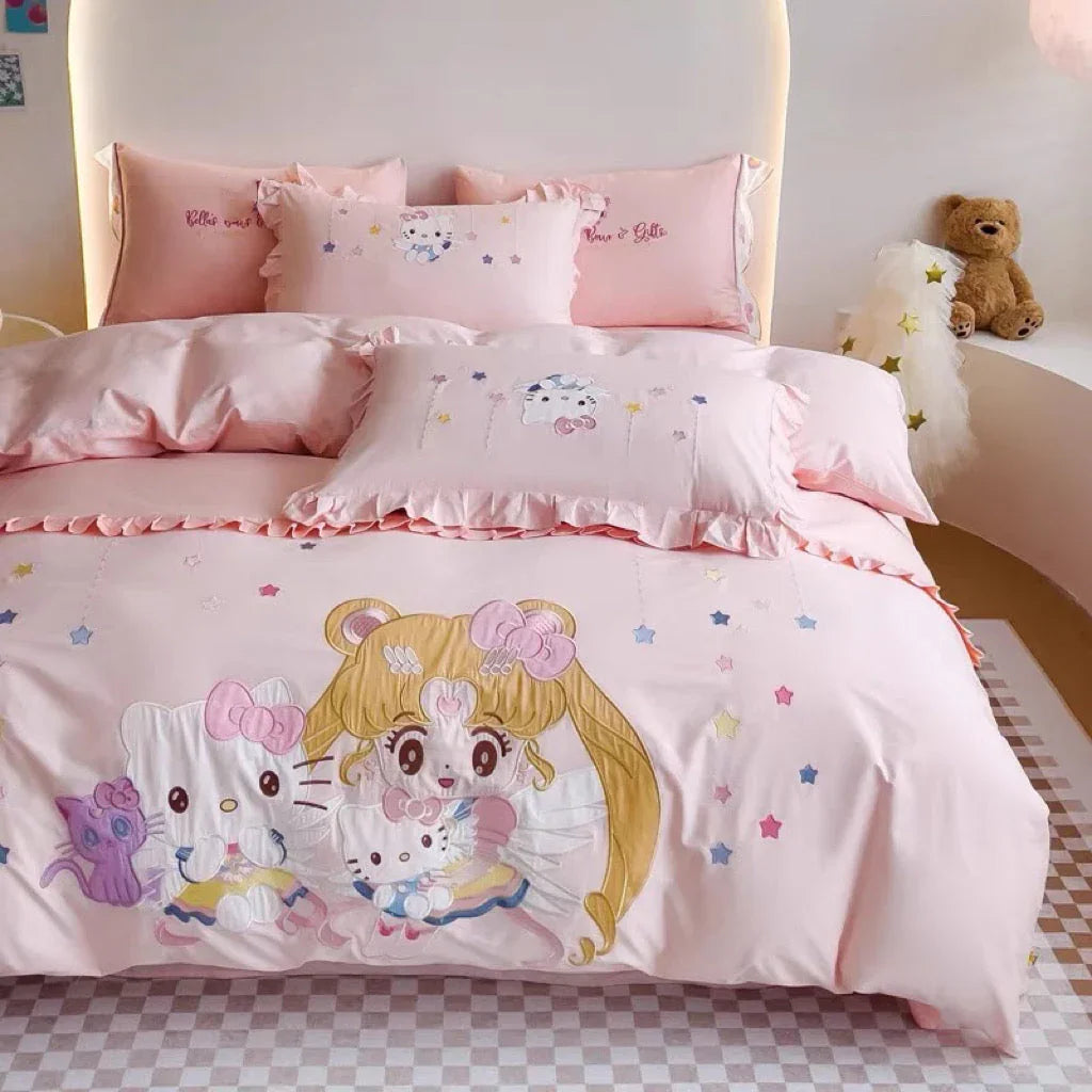 Kawaii Kitty Girls Bedding Set PN7019 - Bear Hugs