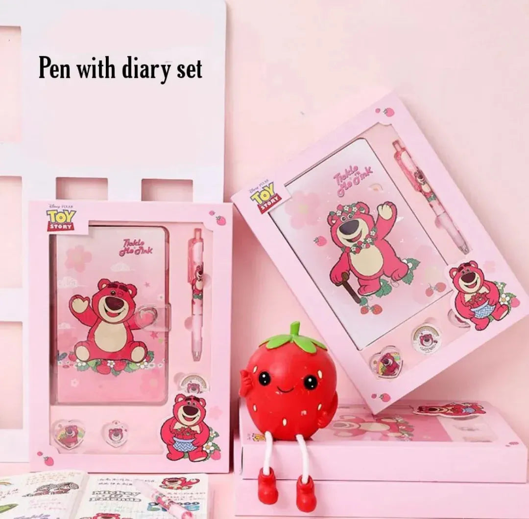 Cute Lotso Strawberry Bear Notebook Gift Set