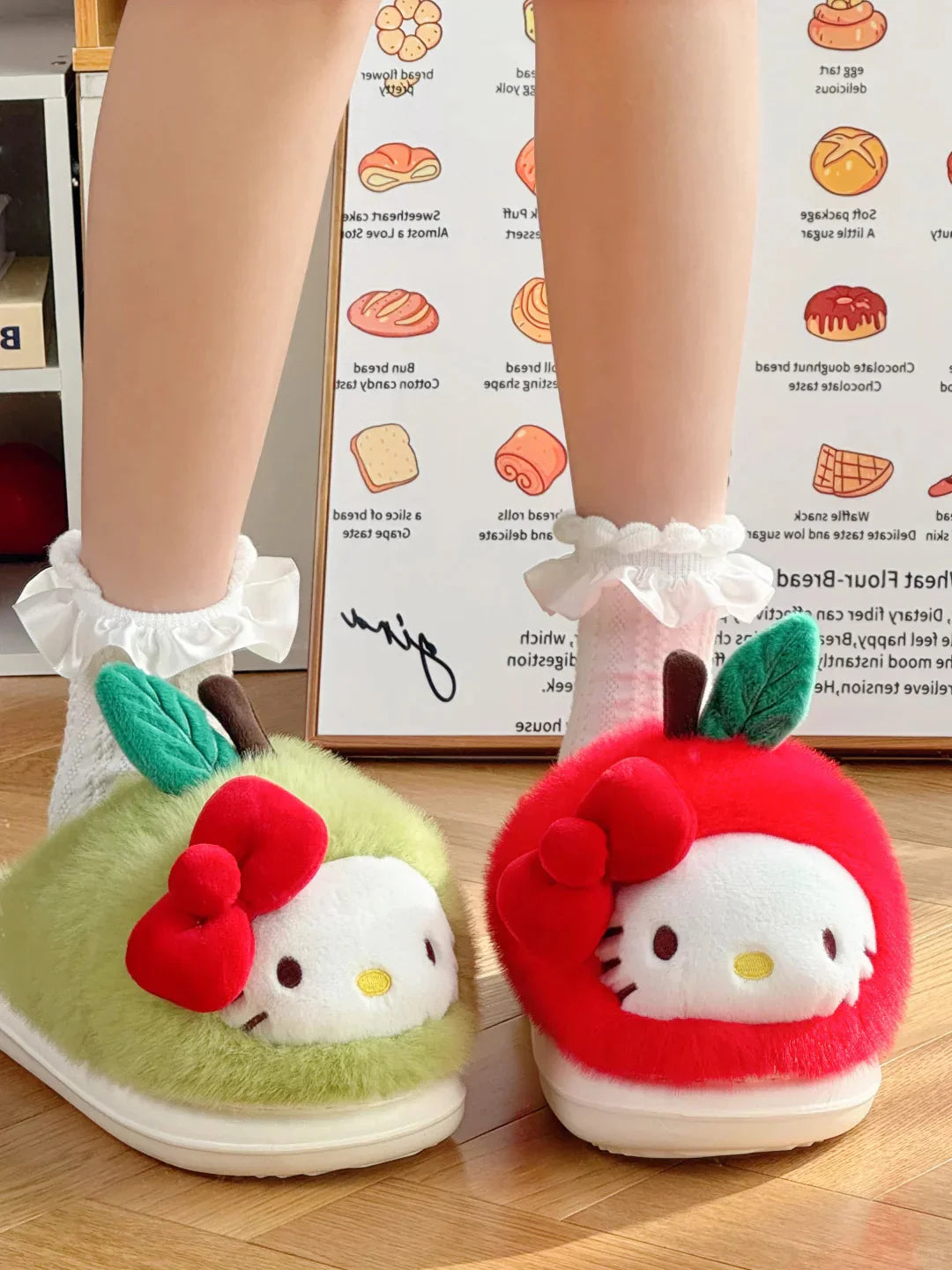 Hello Kitty Fruity Harvest Plush Slippers